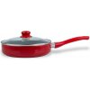 Hlboká panvica s pokrievkou KITCHISIMO Rosso 24cm nepriľnavý povrch