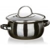 BANQUET Hrniec smaltovaný METALLIC Black 14 cm, 0,71 l, s pokrievkou