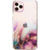 AppleKing nárazuvzdorný transparentný kryt s mramorovým vzorom pre iPhone 12 / 12 Pro - fialový - možnosť vrátiť tovar ZADARMO do 30tich dní