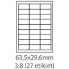 Print etikety 63,5x29,6 mm, biele, 27ks/A4, 100A4/bal