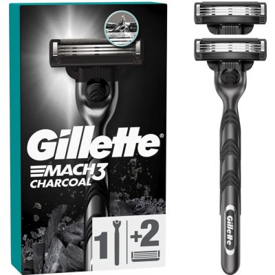 Gillette Mach3 Charcoal + 2 ks hlavic
