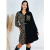 Dámske čierne košeľové šaty s leopardím vzorom - UNI