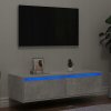 TV stolík s LED, sivý betón, 100x35,5x25 cm