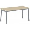 Rokovací kancelársky stôl PRIMO BASIC, 160x80 cm, sivostrieborná podnož, breza