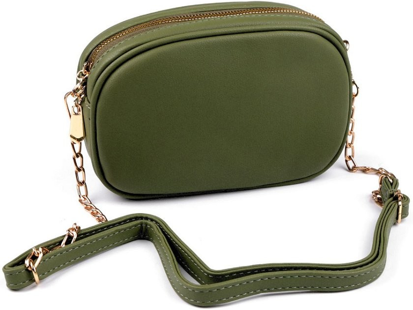 Dámska dievčenská kabelka crossbody 13 5 x20 cm zelená khaki