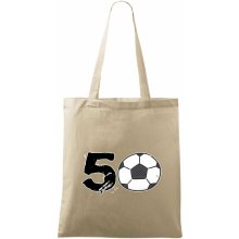 Taška malá 42x38 cm, Futbal okrúhle narodeniny 50, naturalna