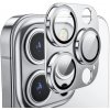 ENKAY tvrdené sklo s kovovým rámčekom na ochranu šošoviek zadného fotoaparátu pre iPhone 14 Pro / 14 Pro Max - strieborné - možnosť vrátiť tovar ZADARMO do 30tich dní