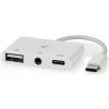 NEDIS USB 2.0 multiport adaptér/ zástrčka USB-C/ zásuvka USB-A/ zásuvka USB-C/ zásuvka 3,5 mm/ 480 Mbps/ kulatý/ blistr CCGB64790WT01