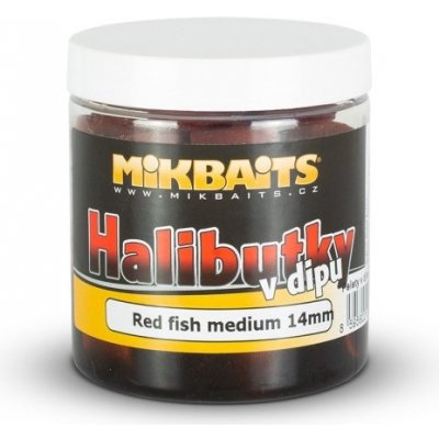 MIKBAITS - Halibutky v dipe 250 ml Red Fish Halibut 14 mm