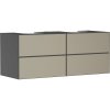 HANSGROHE Xevolos E závesná skrinka pre lakovanú dosku s 2 zápustnými umývadlami, 4 zásuvky PushOpen, 1370 x 550 x 555 mm, bridlicová matná sivá/štruktúrovaný bronz, 54198390