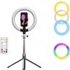Fotověci Ring Light Selfie Tyč Tripod 3v1 Monopod Kruhové RGB Světlo Smartphone + Dálk. Ovládání 190cm