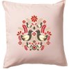 Folklór - hnedé vtáčiky - Vankúš 50x50 - 50x50 - Vrátane výplne ( Svetloružová )