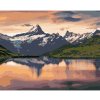 Diamondi Diamantové maľovanie - VÝCHOD SLNKA NA JAZERE BACHALPSEE Rámovanie: bez rámu a bez vypnutia plátna, Rozmer: 40x50 cm