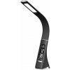 IMMAX LED stolní lampička Leather/ 6,5W/ 300lm/ 5V/1A/ 3 barvy světla/ flexibil. rameno/ možnost vypnutí LCD/ USB/ černá