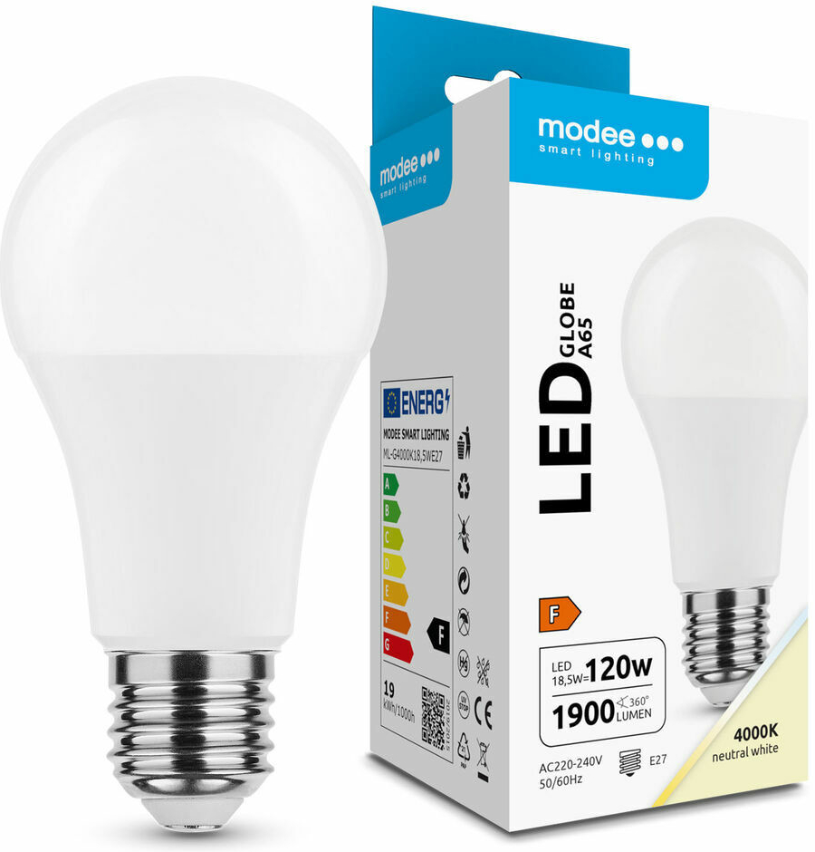 Modee Lighting LED žiarovka Globe A60 18,5W E27 270° 4000K 1521 lm ERP ML-G4000K18,5WE27