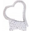 Biele ratanové srdce, obal/košík na aranžmány, dekorácia na hrob, 30 cm