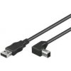 PremiumCord Kábel USB 2.0, A-B, 2m so zahnutým USB-B konektorom 90° ku2ab2-90