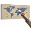 Obraz na korku mapa sveta s kompasom v retro štýle