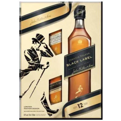 Johnnie Walker Black Label 40% 0,7 l + Double Black 40% 0,05 l + Gold 40% 0,05 l (kartón)