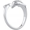 Silvego Strieborný otvorený univerzálny prsteň Astel delfín s Brilliance Zirconia JJJ0004R