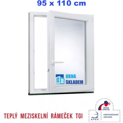 Trocal Plastové okno 95 x 110 cm biele otváravé aj sklopné pravé