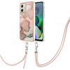 Gumený kryt Marble Lanyard na Moto G54 5G / G54 5G Power Edition - Ružovo zlatá