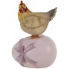 Clayre & Eef Dekorácia sliepočka na vajíčku s mašľou - 9*7*12 cm - Clayre & Eef