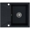 Sink Quality Obsidian, kuchynský granitový drez 590x500x210 mm + chrómový sifón, čierna škvrnitá-Brocade, SKQ-OBS.B.1KKO.X