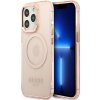 Guess iPhone 13 Pro Max Gold Outline Translucent MagSafe ružové