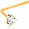 Šperky eshop - Zlatý 14K piercing do nosa - zahnutý - číry zirkónový trojuholník S2GG207.11
