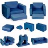 DIY modulárne detské kreslo 8 mäkkých skladacích vankúšov - modré ECOTOYS