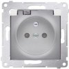 KONTAKT-SIMON Zásuvka 250 V Simon 54 premium IP44 s clonkami strieborná DGZ1BZ,01/43A