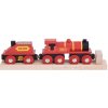 Bigjigs Rail Červená lokomotíva s tendrom + 3 koľaje