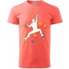 Bouldering lezec - Klasické pánske tričko vyššej gramáže - L ( Korálová )