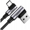 Ugreen US176, USB-USB-C, naklonený 3A, 1m, černý