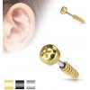 Šperky eshop - Oceľový piercing do tragusu ucha - imitácia skrutky, rôzne farby AB30.26 - Farba piercing: Zlatá