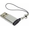 PremiumCord Adaptér USB3.0 A male - USB-C Female, strieborná s očkom na zavesenie
