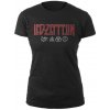 Led Zeppelin Tričko Logo & Symbols Ženy Black S