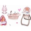 Set vanička s tečúcou vodou elektronická Violette Baby Nurse Smoby s klokankou pre bábiku a jedálenskou stoličkou