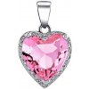 SILVEGO Strieborný prívesok s ružovým kameňom v tvare srdca s Brilliance Zirconia LPS0629PP