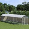 VidaXL Ohrádka pre psa so strechou strieborná 200 x 1400 x 250 cm galvanizovaná oceľ