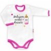 Baby Nellys Body dlouhý rukáv vel. 56, Milujem nočné desiate - biele/ružový lem