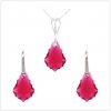 Strieborný set Baroque - Swarovski elements červené Ruby 16mm