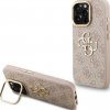 Guess PU 4G kovové logo stojan kamerového rámu kryt pre iPhone 16 Pro Max ružový (GUHCP16XPCS4GP4P)