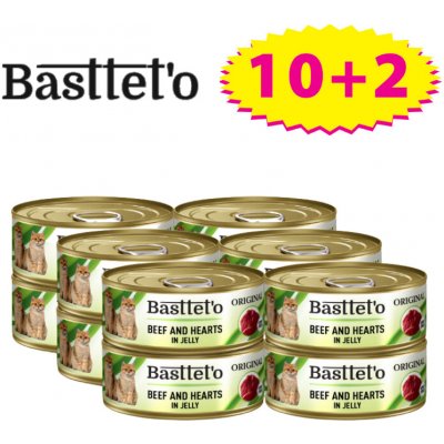 Basttet'o Original Hovädzie mäso so srdcom v želé pre mačky 12 x 85 g