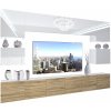 Obývacia stena Belini Premium Full Version biely lesk dub sonoma LED osvetlenie Nexum 42