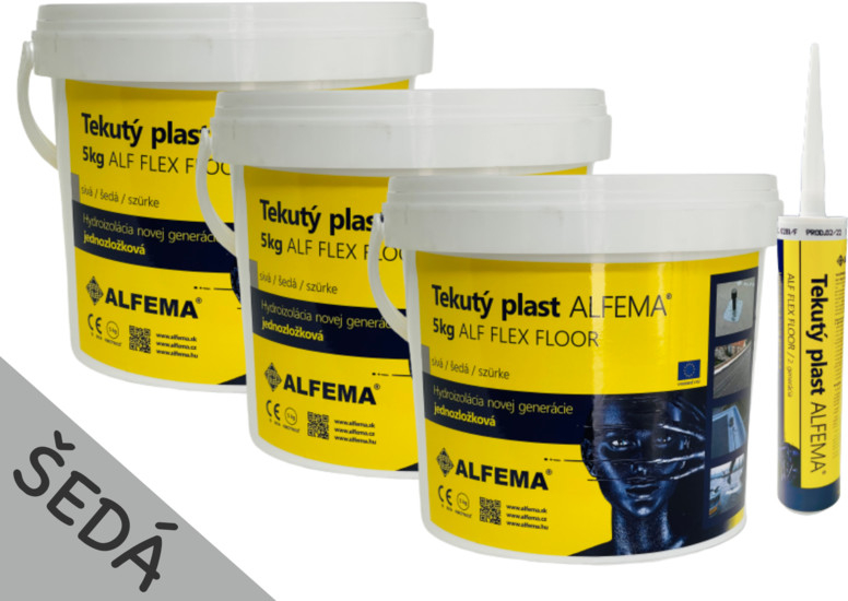 SET 3x Tekutý plast ALF FLEX Floor II.generácia 5kg šedá (15,3kg)+Tekutý plast ALF FLEX Floor II.generácia 290ml šedá (SET 15,3kg DOPRAVA ZDARMA!)