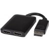 PremiumCord adaptér DisplayPort - 2x HDMI / rozšírenie + zrkadlenie obrazu / 4K * 2K @ 30Hz (kportad18)