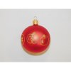 ONREX Vianočná ozdoba sklenená guľa červená dekor pr. 7 cm