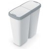 Odpadkový kôš Prosperplast COMPACTA Q DUO, 50 l popolavá so svetlo šedým vekom NDAB50-429U/427C